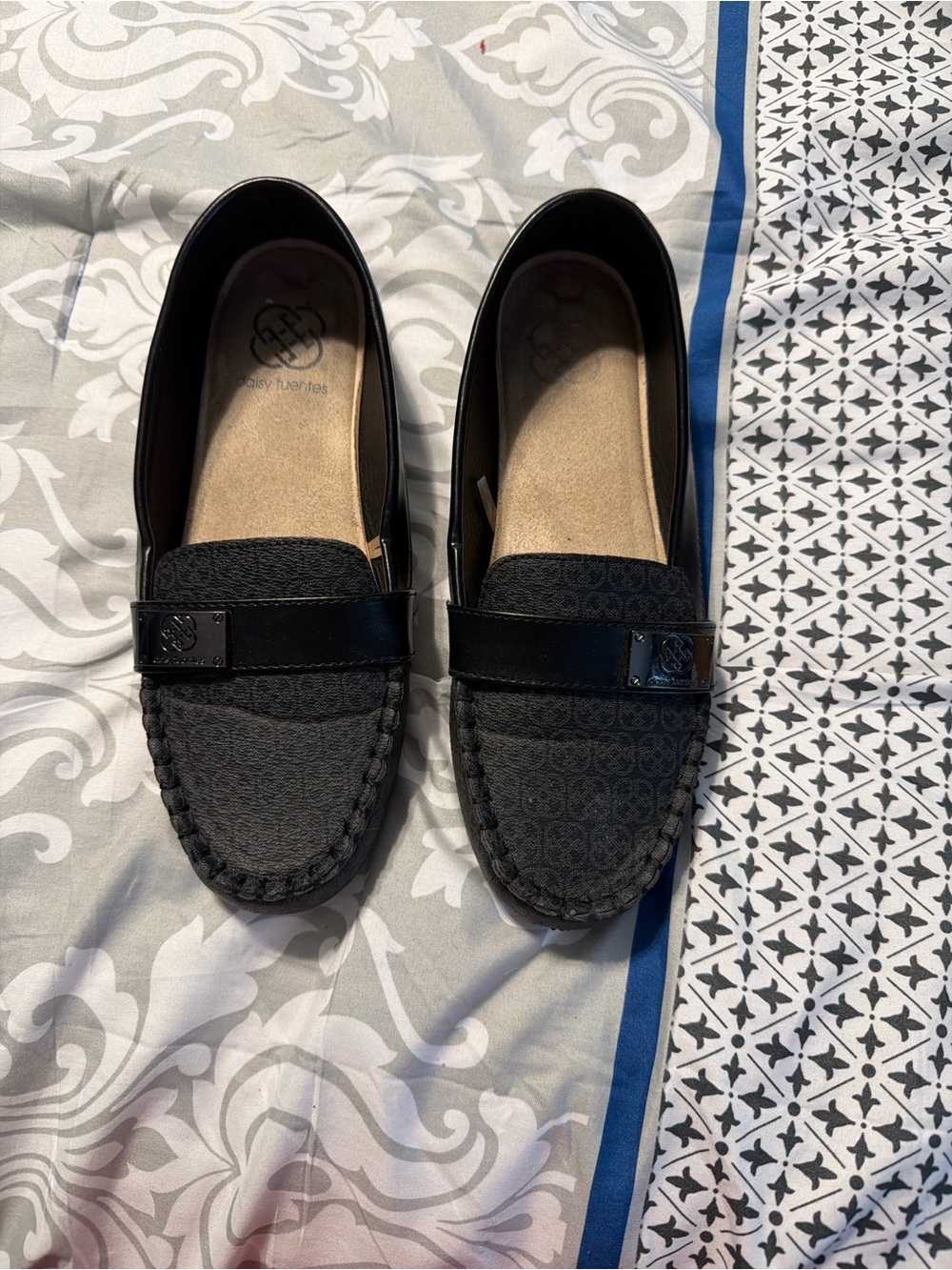 Black Textured Leather Penny Loafers